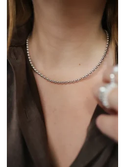 Srebrny naszyjnik z hematytu i opalu | Upiększaj