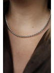 Adjustable necklace of silver-plated hematite and small opal on a steel wire with a clasp of, handmade – photo 7