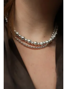 Srebrny naszyjnik z hematytu i opalu | Upiększaj