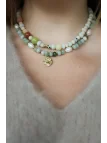 Zielony naszyjnik z akwamarynu i pereł naturalnych | Upiększaj