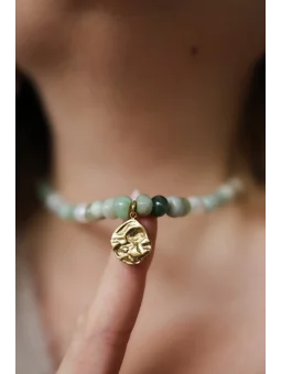 Zielony naszyjnik z akwamarynu i pereł naturalnych | Upiększaj