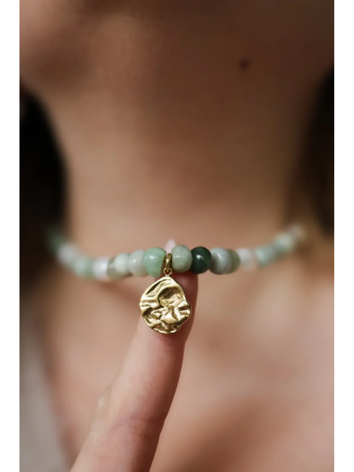 Zielony naszyjnik z akwamarynu i pereł naturalnych | Upiększaj