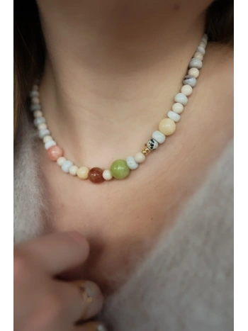 Pastelowy naszyjnik Awenturyn i Kamień Rzeczny | Upiększaj