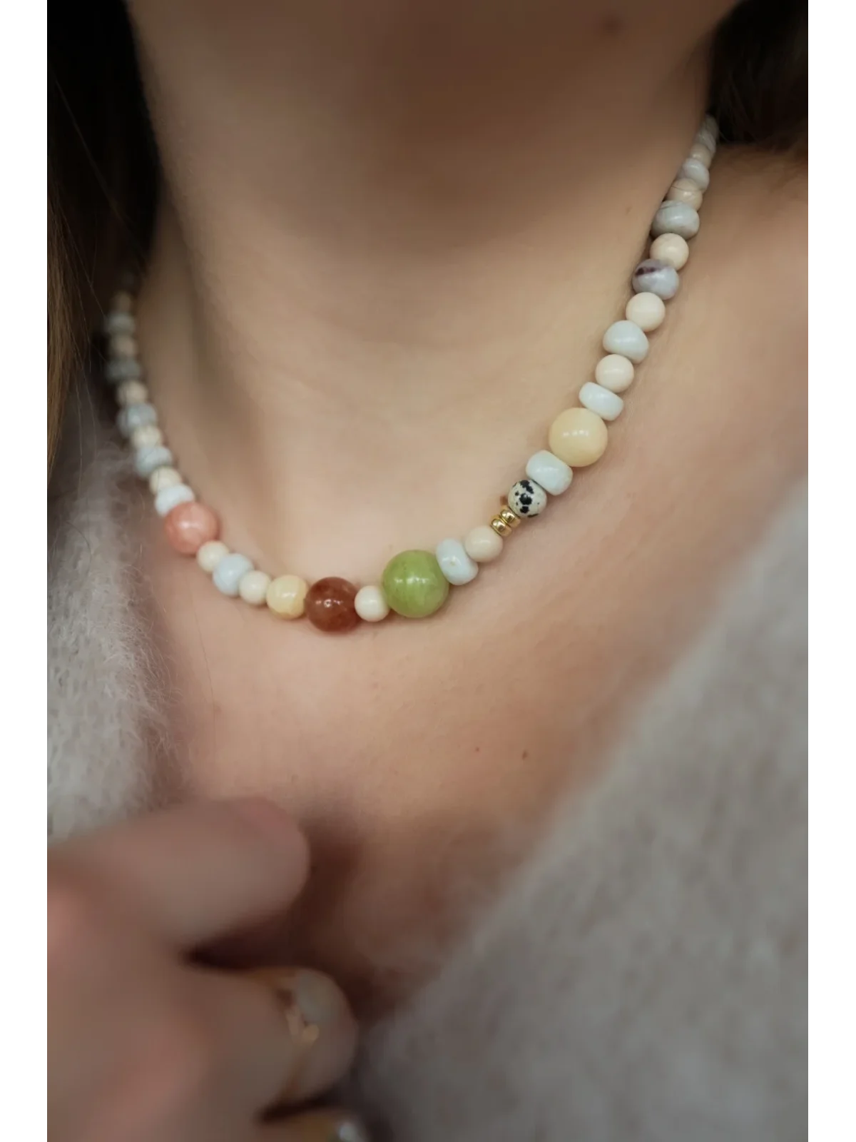 Pastelowy naszyjnik Awenturyn i Kamień Rzeczny | Upiększaj