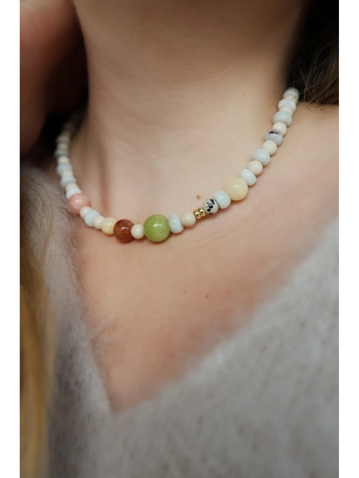 Pastelowy naszyjnik Awenturyn i Kamień Rzeczny | Upiększaj