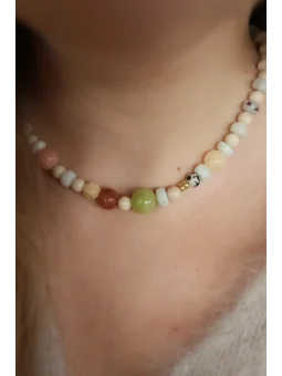 Pastelowy naszyjnik Awenturyn i Kamień Rzeczny | Upiększaj