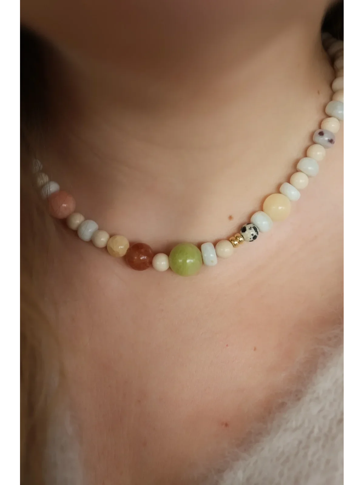 Pastelowy naszyjnik Awenturyn i Kamień Rzeczny | Upiększaj
