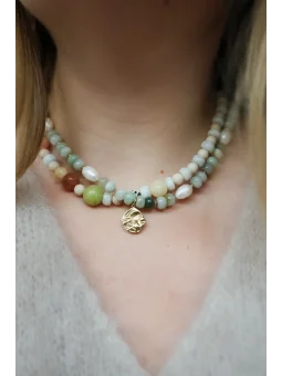 Pastelowy naszyjnik Awenturyn i Kamień Rzeczny | Upiększaj