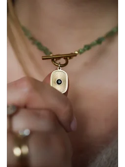 Zielony naszyjnik z apatytu i czarnego turmalinu | Upiększaj