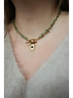 Zielony naszyjnik z apatytu i czarnego turmalinu | Upiększaj