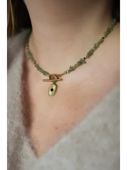 Zielony naszyjnik z apatytu i czarnego turmalinu | Upiększaj