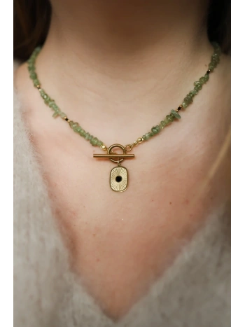 Zielony naszyjnik z apatytu i czarnego turmalinu | Upiększaj