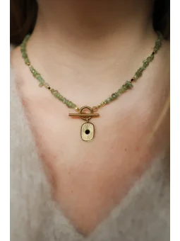 Zielony naszyjnik z apatytu i czarnego turmalinu | Upiększaj