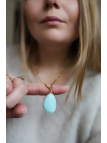 Lange ketting van chirurgisch staal met een grote hanger van amazoniet, handgemaakt – foto 2