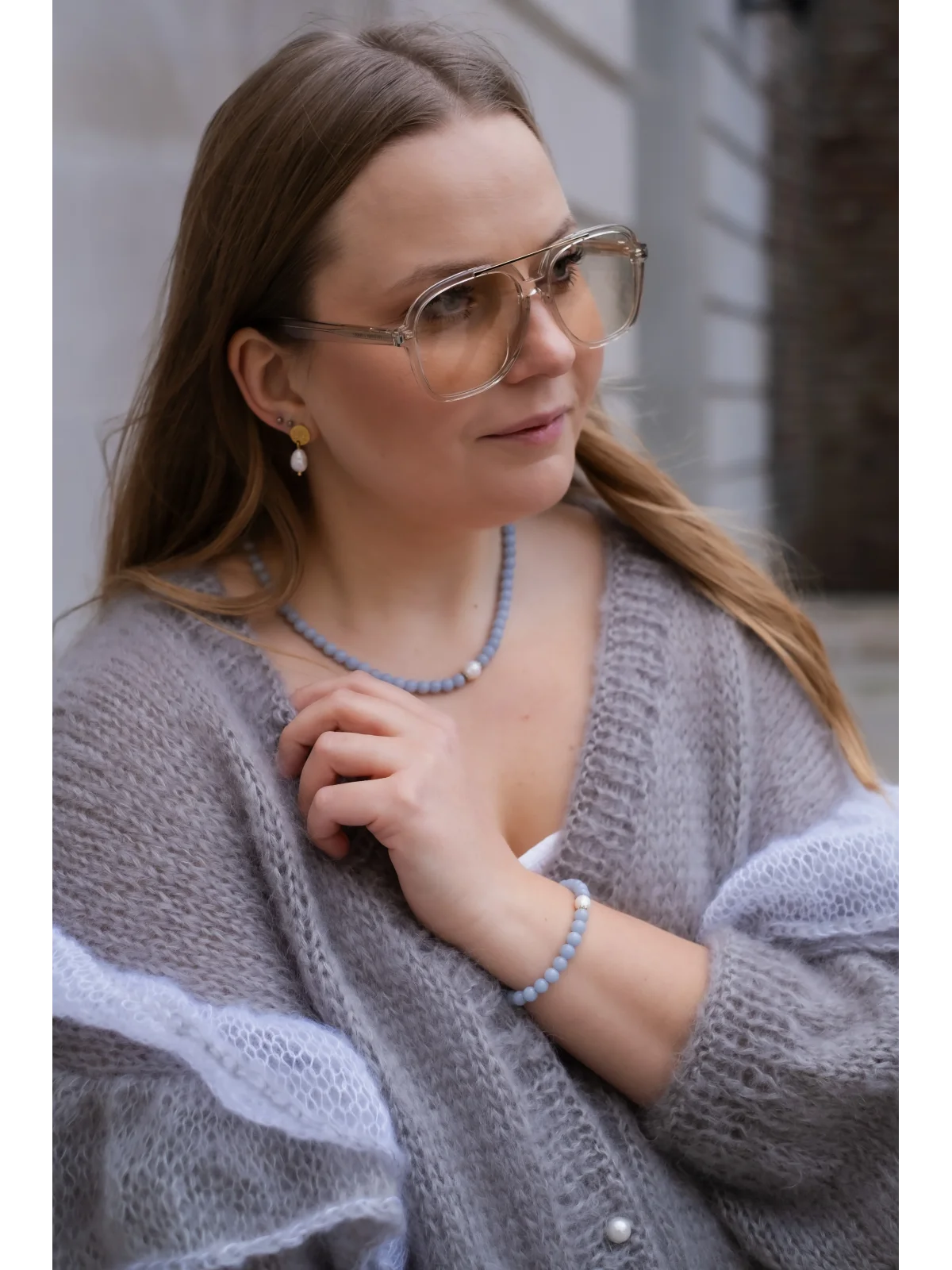 Błękitna bransoletka z perłą | Upiększaj