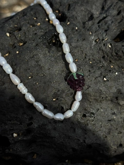 Naszyjnik perły naturalne z owocem| Lato | Upiększaj