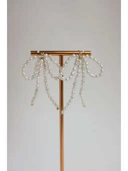 Kolczyki kokardy z pereł naturalnych | Upiększaj