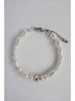 Adjustable cultured freshwater pearl bracelet with a crumpled silver bead and silver, handmade – photo 2