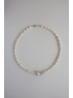 Necklace of cultured freshwater pearls, including baroque pearls, with a hammered bead of silver and, handmade – photo 4