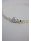 Necklace of cultured freshwater pearls, including baroque pearls, with a hammered bead of silver and, handmade – photo 5