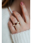 Stretch ring of cream river stones, hematite and red jasper on elastic cord, handmade – photo 3