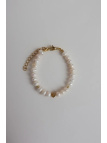 Pearl bracelet with a gold hematite heart and gold-plated silver spacers, handmade – photo 3
