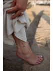 Anklet with natural freshwater pearls and hematite with a gold-plated silver charm, handmade – photo 4
