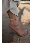 Anklet with natural freshwater pearls and hematite with a gold-plated silver charm, handmade – photo 2