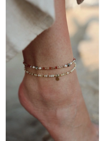 Pomarańczowa bransoletka na kostkę | Upiększaj