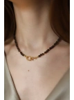 Handmade modular smoky quartz necklace with a detachable mother-of-pearl clover pendant – photo 3