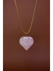 Handmade necklace with a large rose quartz heart pendant on a surgical steel snake chain
