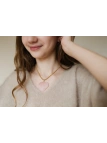 Ketting met grote hartvormige hanger van rozenkwarts aan een slangenketting van chirurgisch staal, handgemaakt – foto 4