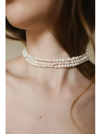 Potrójny choker z  nieregularnych pereł hodowanych | Upiększaj