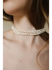 Handmade triple-strand cultured freshwater pearl choker with a surgical steel clasp, adjustable 37–43 cm