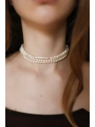 Handmade triple-strand cultured freshwater pearl choker with a surgical steel clasp, adjustable 37–43 cm – photo 3