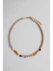 Handmade necklace of beige river stones with lava stone, amber, amethyst and kunzite – photo 4