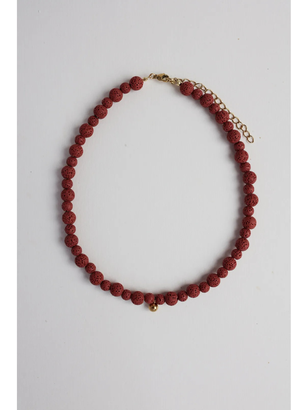 Handmade adjustable lava stone necklace with a stainless steel clasp and gold-plated silver rings – photo 5