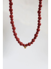 Verstelbare ketting van lavasteen met sluiting van roestvrij staal en ringetjes van verguld zilver, handmade