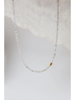 Delicate, subtle necklace of tiny pearls with a gold hematite spacer, handmade – photo 2