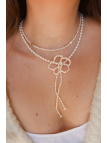 Adjustable necklace of small cultured freshwater pearls with a hand-woven silver flower, handmade – photo 6