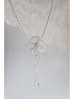 Verstelbare ketting van kleine gekweekte zoetwaterparels met een met de hand gevlochten zilveren bloem, handmade – foto 2