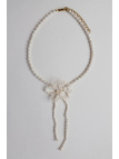 Adjustable necklace of small cultured freshwater pearls with a hand-woven silver flower, handmade – photo 7