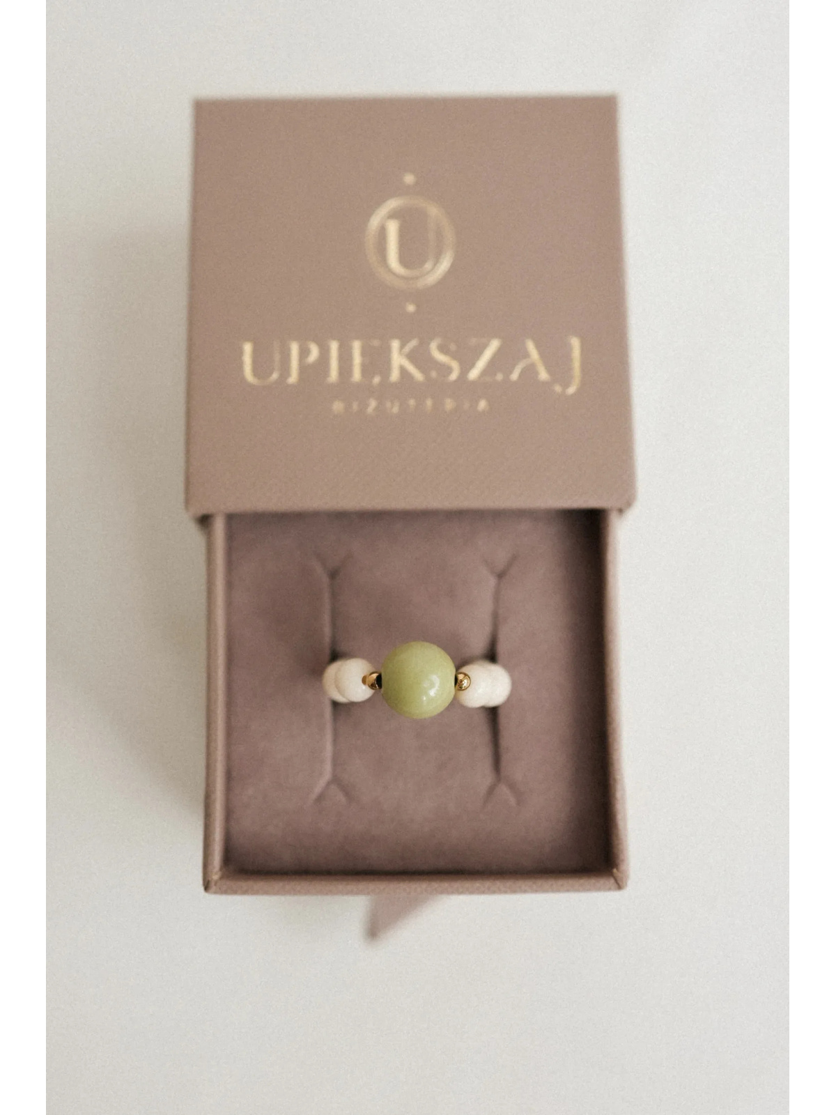 Pierścionek Matcha Latte - Zielony Jaspis | Upiększaj