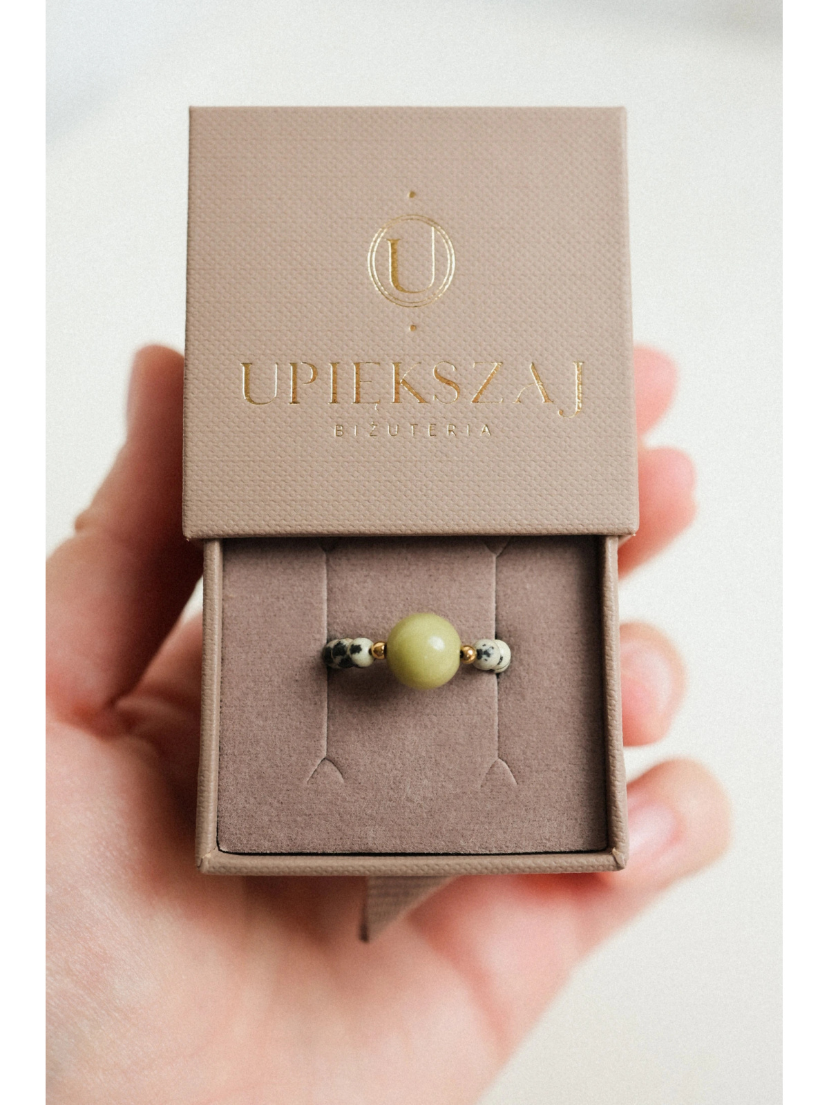 Pierścionek Dirty Matcha - Zielony Jaspis | Upiększaj