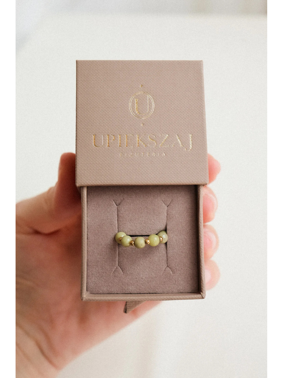 Pierścionek Golden Matcha - Jaspis i Hematyt | Upiększaj