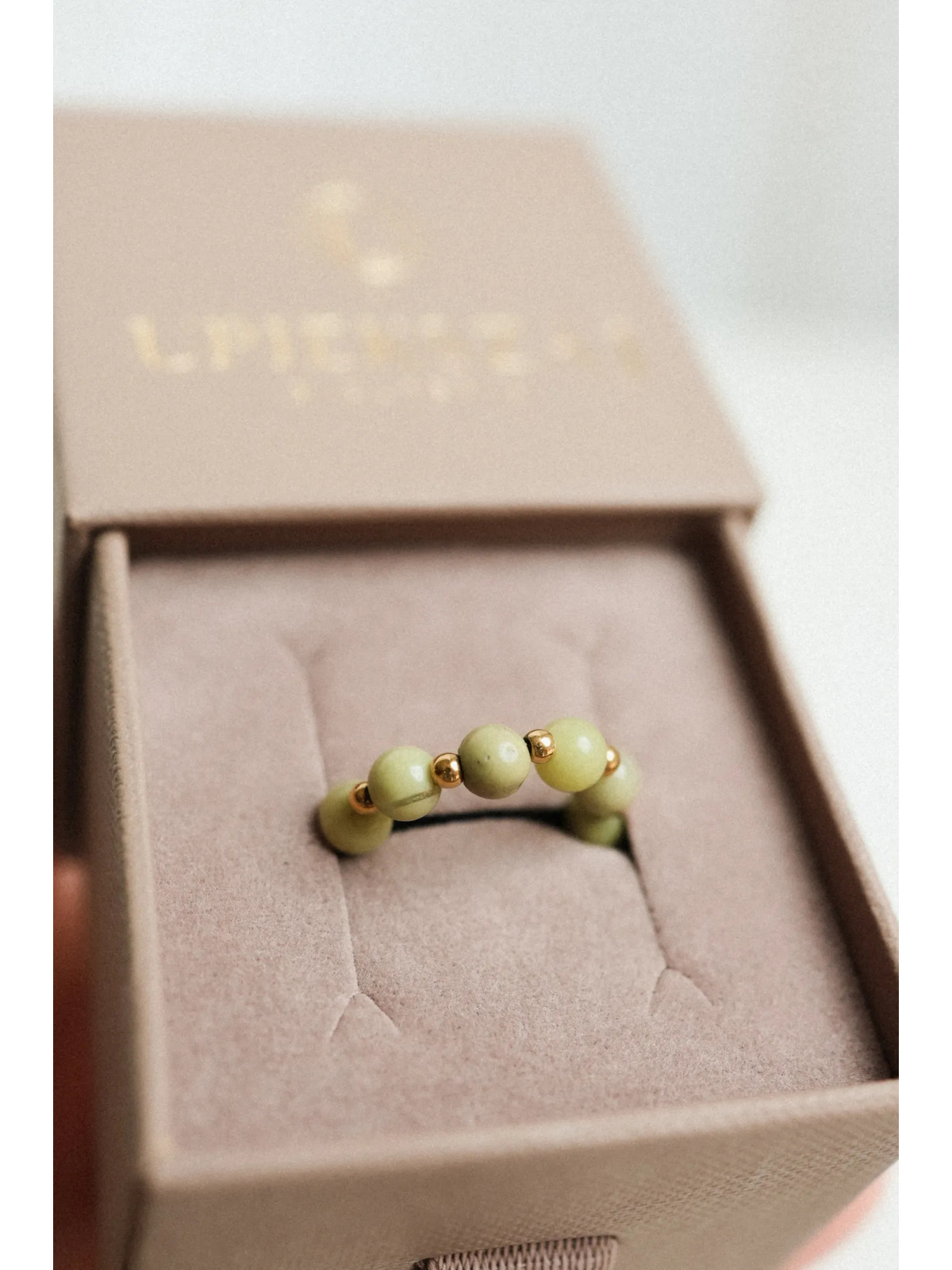 Pierścionek Golden Matcha - Jaspis i Hematyt | Upiększaj