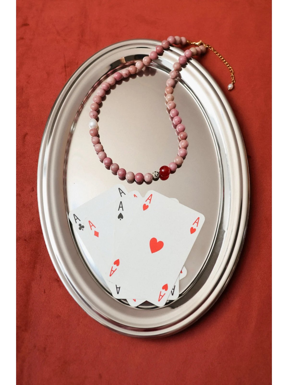 Ketting van rhodoniet Królowa Kier | Upiększaj