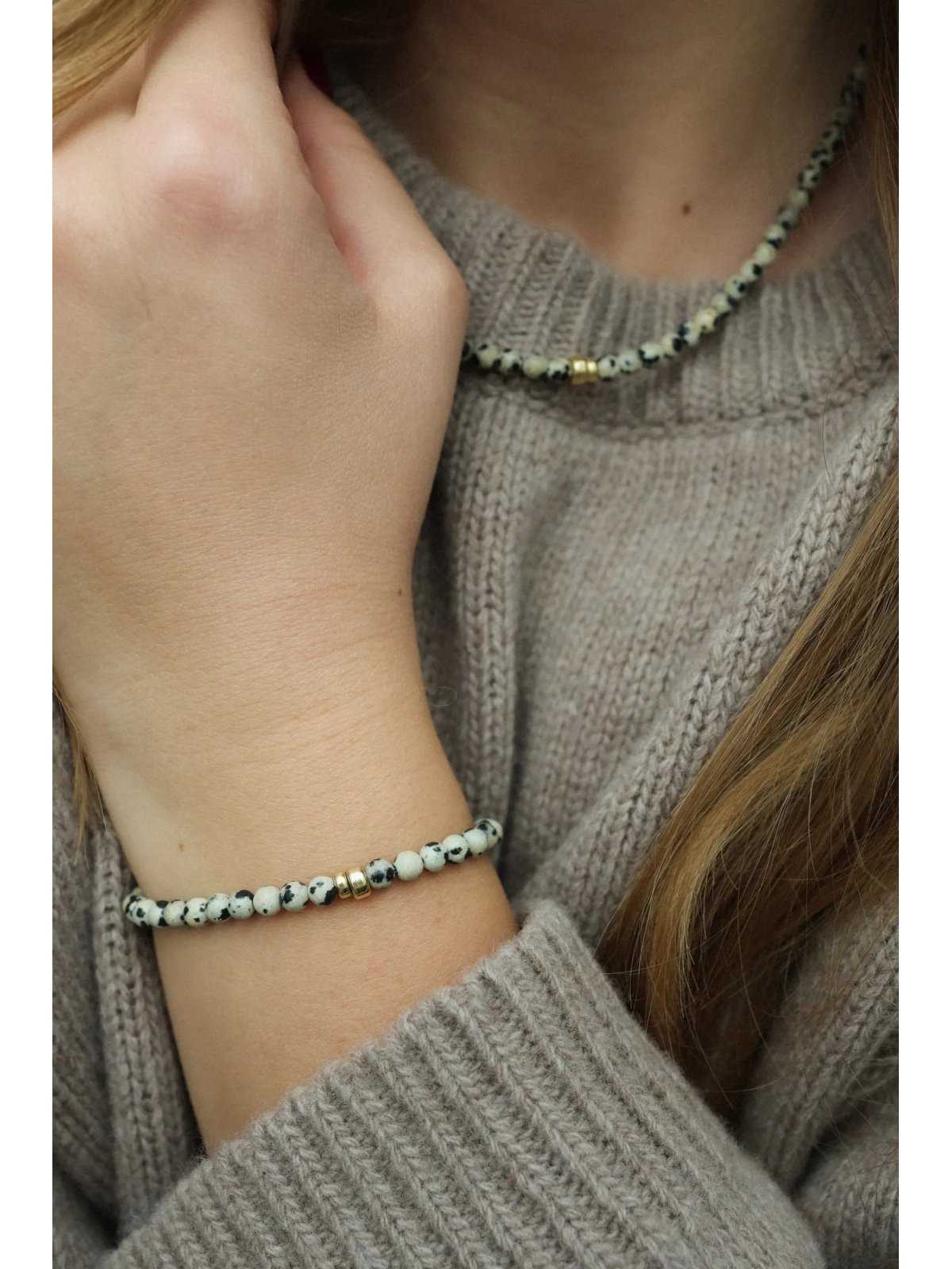 Naszyjnik z jaspisu dalmatyńskiego Domino | Upiększaj