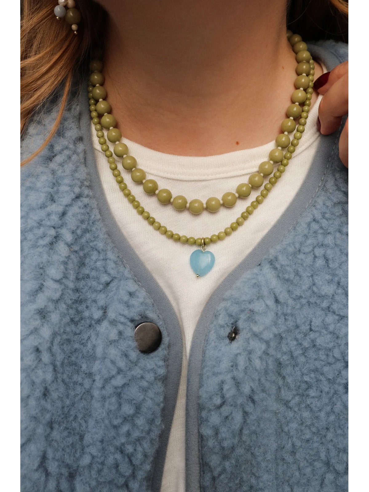 Ketting Matcha Latte van groene jaspis | Upiększaj