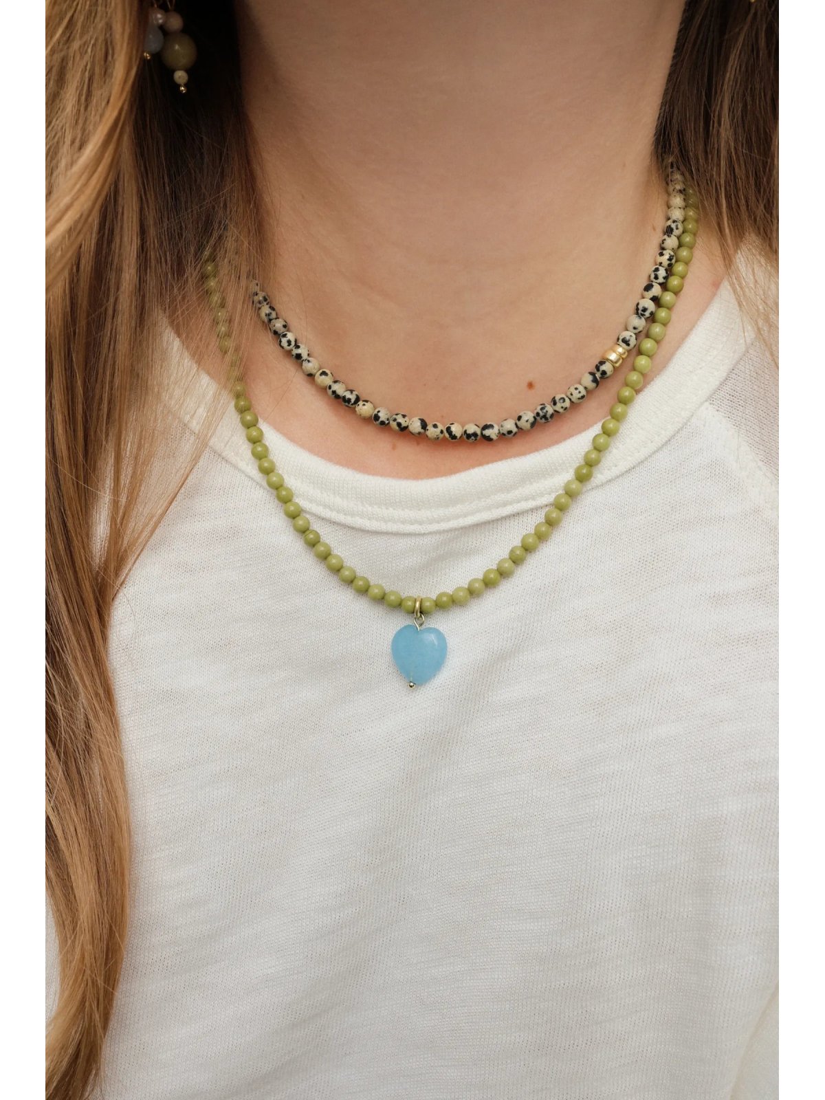 Ketting van groene jaspis Iced Matcha met hartje | Upiększaj